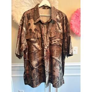 BIMINI BAY CAMO OUTDOORS BUTTON DOWN CAMP SHIRT SIZE 2XL